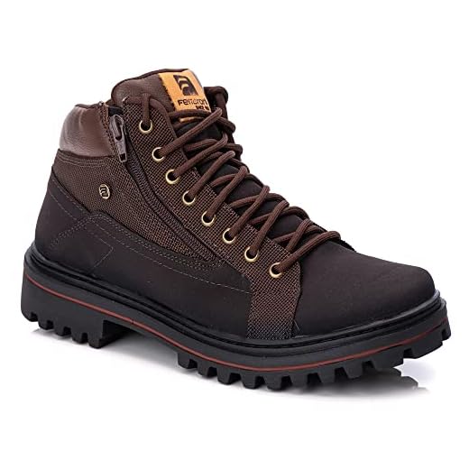 Bota Coturno Masculino Cano Curto com Sola Tratorada Recortes Ziper e Cadarço