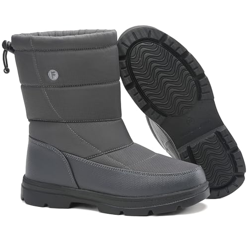 BARFULKER Winterstiefel Herren Damen Wasserdicht Winterschuhe Warm Gefüttert Schneestiefel Leicht Wanderschuhe Trekkingschuhe Rutschfest Stiefel,Grau 43 EU