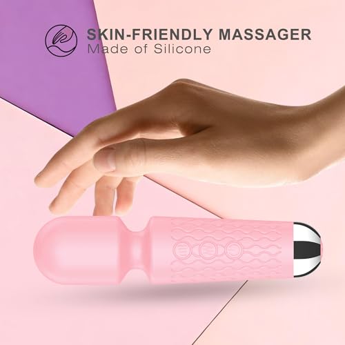 Image of Handheld Cordless Mini Massager, Powerful Quiet with Waterproof, 20 Modes & 8 Speeds Vibration Wand for Back Neck Shoulders, Muscle Soreness Relief & Recovery (Pink)