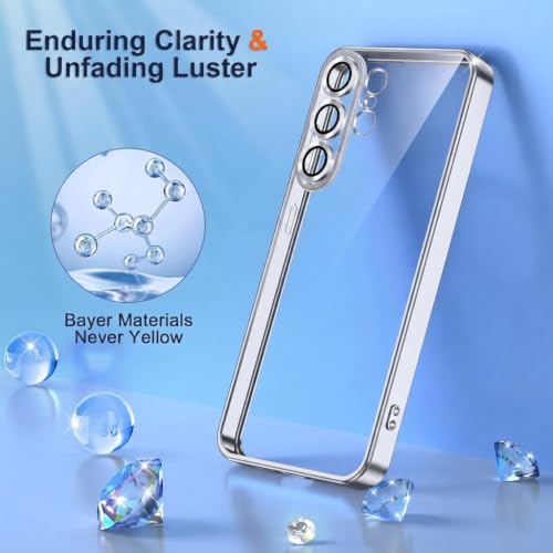 Image of VONZEE Clear Logo Electroplating Transparent Case for Samsung S26 Ultra 5G, Magnetic Plating Electroplate TPU Cover, Individual Camera Protection for Each Lens - Silver