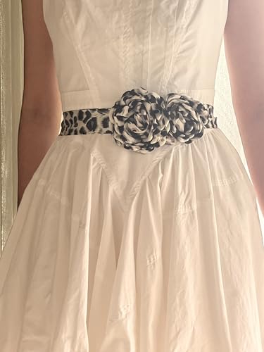 Leopard print dress sash belt removable flowers3