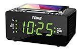 Naxa Electronics NRC-191 Dual Alarm Clock with QI Wireless Charging Function for Smartphones/iPod/iPhone/Tablets, LED Display, Black