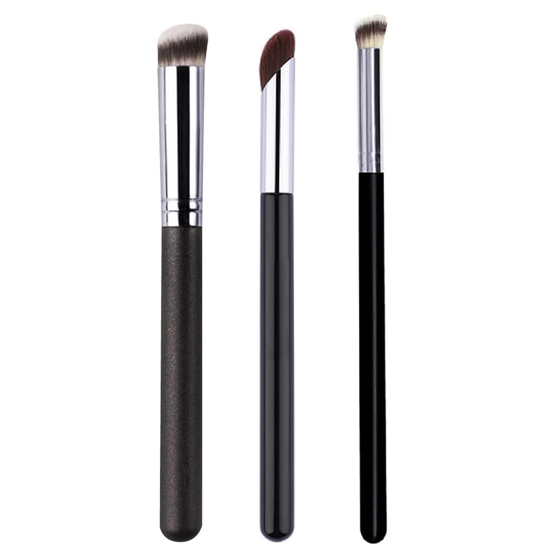 VOKMEMC 3 Piezas Brochas Corrector Brocha Base Mini Brocha Ojos Brocha Nariz Brocha Contorno Líquida Herramientas Maquillaje En Polvo Mineral (270, 370, Brocha Pulgar)