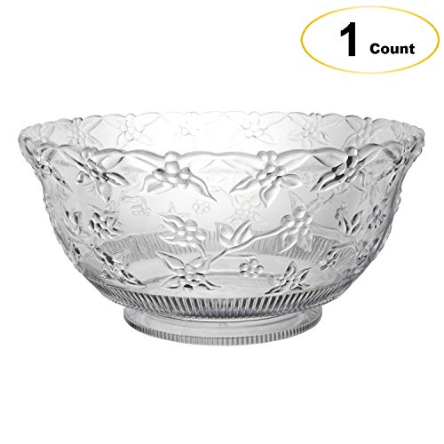 Party Essentials Hard Plastic 12-Quart Embossed Punch Bowl, Clear - Image 4