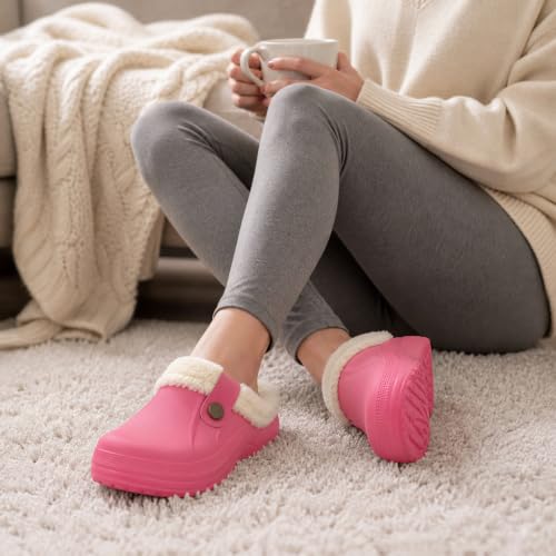 Image of Beslip Fur Lined Clogs for Women & Men Fuzzy Slippers with Memory Foam