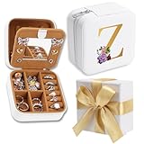 WALLFID Caja de Regalo con Lazo,Joyero Viaje Blanco con Espejo,Organizador Joyas,regalos comunion niña,Regalo Cumpleaños Mujer - Para Relojes,Labiales,Pendientes,Collares (Z)