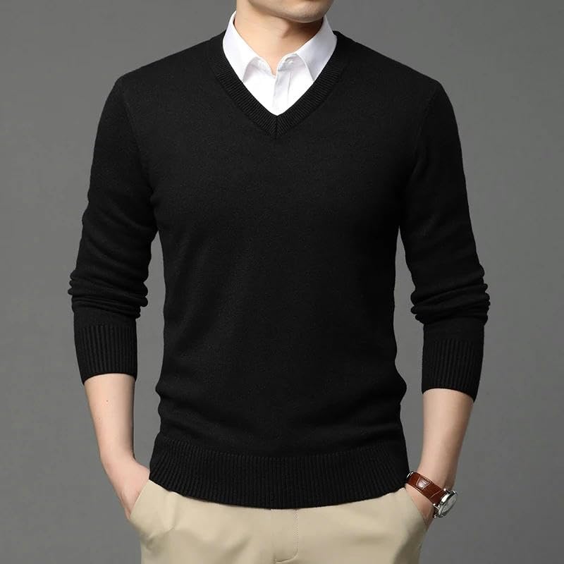 Men Knit Pullover V-Neck Sweater Men Autumn Winter Casual Jumper Clothes4