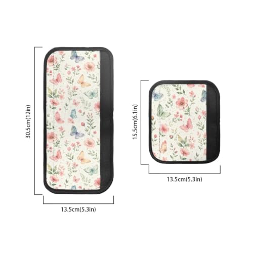 Image of Fridge Door Handle Covers Set of 6 Kitchen Appliance Decor Handles Glove Anti-Slip Protectors Washable Fabric Refrigerator Decor Accessories, Butterfly Floral Cream White