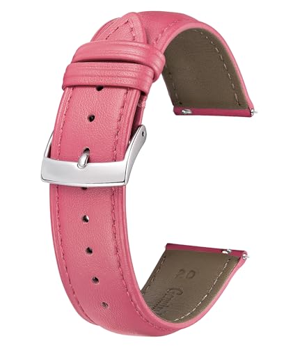 BINLUN Leather Watch Bands Quick Release Premium Calfskin Replacement Watch Strap Multicolors Watchbands for Women(20mm,Rose)