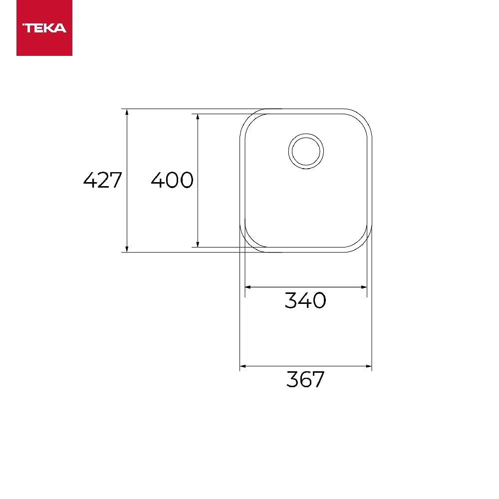 TEKA BE 34.40 - Fregadero Bajo Encimera, 1 Cubeta, para Mueble de 45cm, Cubeta de Acero Inoxidable, Fácil Instalación, Diseño Moderno, Color Acero Inoxidable