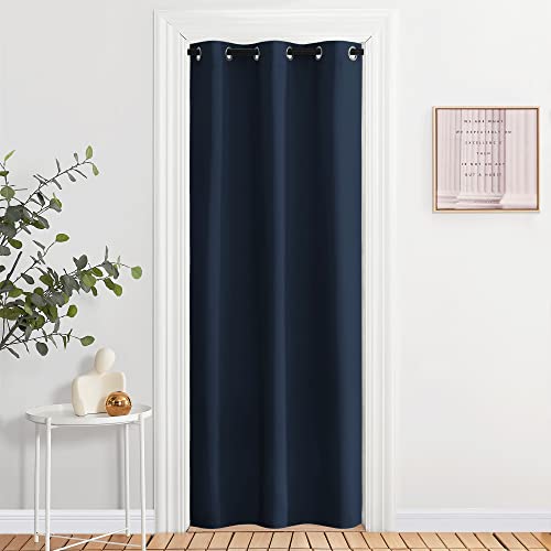 Image of NICETOWN Doorway Curtain Privacy, Door Cover Curtain, Sound Reducing Winter Insulated Thermal Room Darkening Blackout Curtains for Bedroom, 80 inch Length (1 Panel, 2.8ft Wide by 6.7ft Long, Navy)