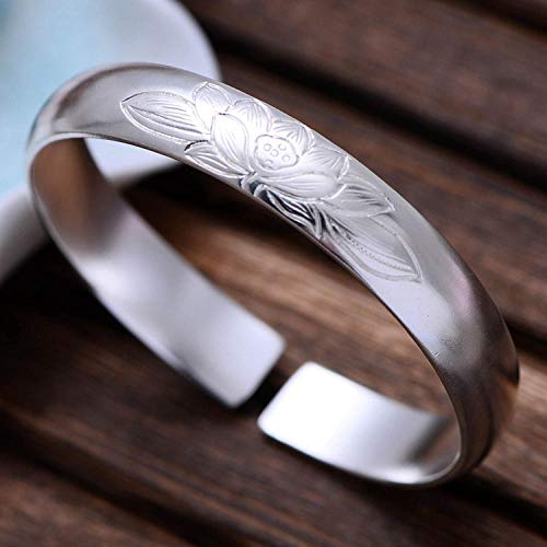 Bracelet femme lotus argent S999 ajustable bijou ethnique traditionnel chinois