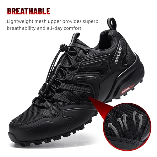 Image of FENLERN Men's Trail Running Shoes Waterproof Hiking Sneakers | Wide Non-Slip Trekking Outdoor Walking Shoes Workout Tennis Gym Cross Training Lightweight Breathable