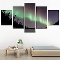 SIGNWIN 5 Panel Canvas Wall Art Astronomy & Space Contemporary Cosmic Dramatic Green Group Photography Realism Ultra for Home Decorations Ready to Hang - 60