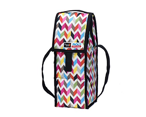 PackIt Freezable Wine Cooler Bag with Zip Closure, Ziggy