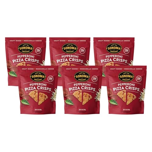 Sonoma Creamery Pizza Crisps, Pepperoni, Savory Snack Cracker, High Protein,