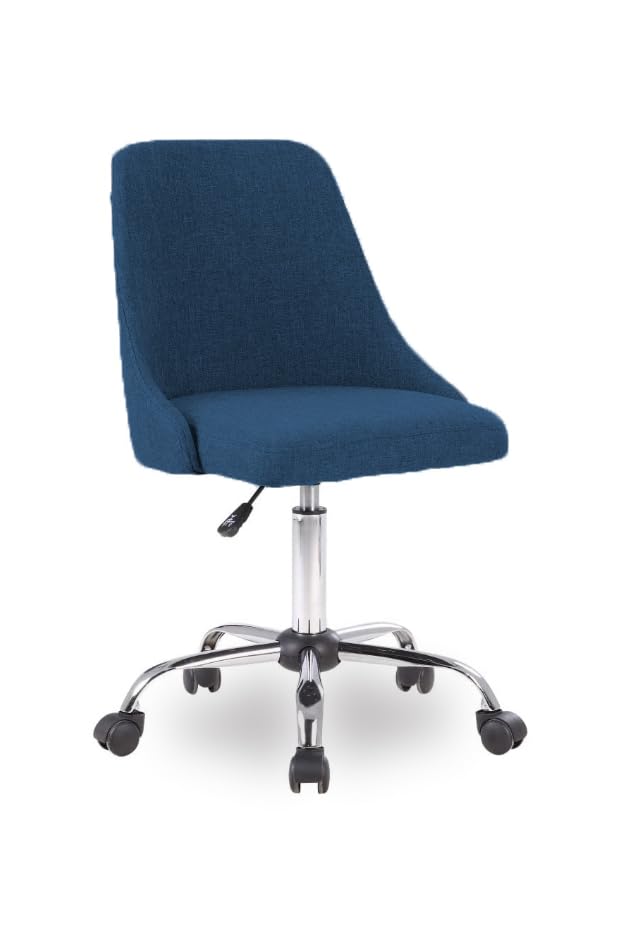 Image of Taskpro Fabric Upholstered Height-Adjustable 360 Swivel Revolving Office Study Desk Chair in Dark Blue Color