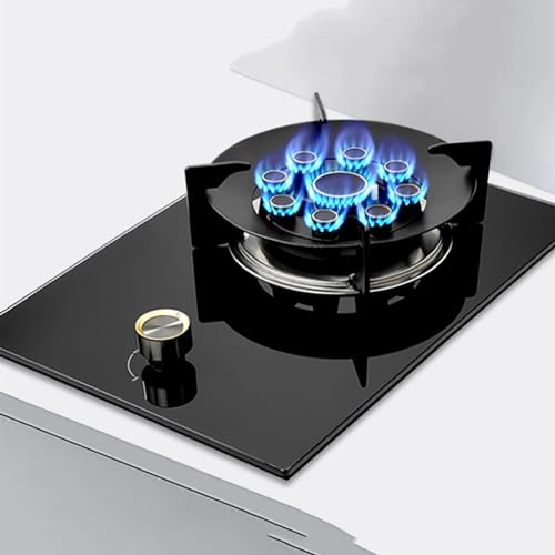 Placa de gas empotrada de 33 cm con un solo quemador, quemador wok de 9 cámaras y 5,2 kW con protección contra llamas y protección contra fugas de gas, kit for GLP/gas natural (tamaño: NG)(LPG)