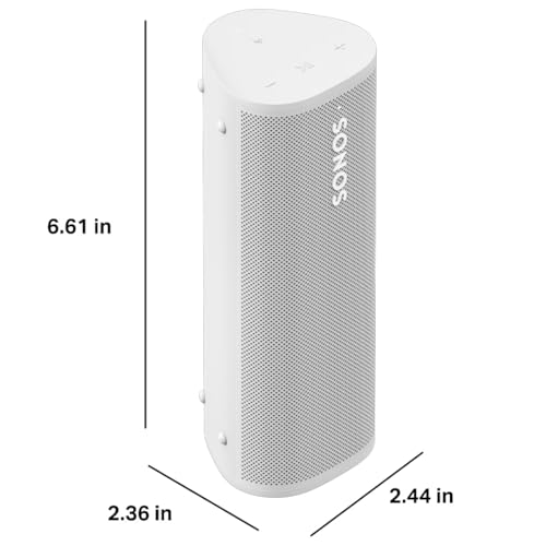 Image of Sonos Roam 2 - Lightweight Portable Waterpoof Speaker with Bluetooth, WiFi, 10 Hour Battery Life and Voice Control for Home and Outdoor Use - White