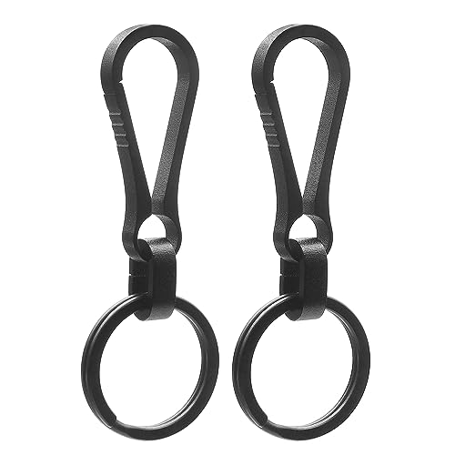 PJYTAC Black Titanium Carabiner Keychain Clip, Small, Matte, 2PCS