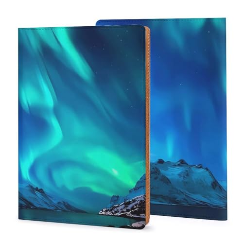 Couverture rechargeable en cuir synthétique A5 32K Northern Lights pour plans d'écriture