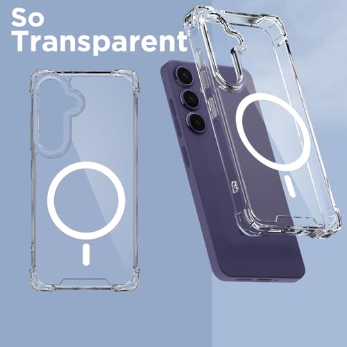 Image of Amazon Basics Back Cover for Samsung Galaxy S24 5G Mag-Safe Shockproof PC + TPU Protective Case Magnetic Support Bumper Case (Transparent Mag-Safe)