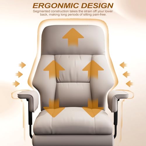Image of Executive Office Chair with Wheels PU Leather Ergonomic Desk Chairs with Foot Rest High Back Computer Gaming Chairs for Home Office