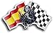 Faucheuse Mort crâne avec Racing Espagne drapeau espagnol & chequred Drapeau fantaisie en vinyle autocollant pour voiture en 130 x 80 mm