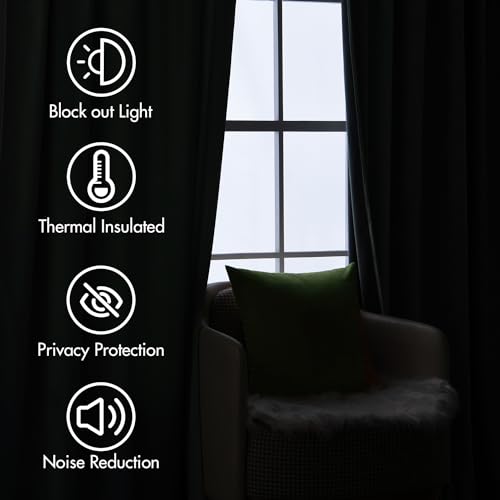 Image of MIULEE Sage Green Velvet Curtains 52x108 inches Luxury Blackout Curtains | Thermal Insulated, Super Soft Window Drapes for Bedroom Living Room, Rod Pocket & Back Tab