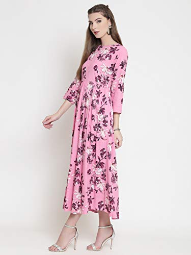 Image of Sera Women Floral Print fit & Flare Dress Pink