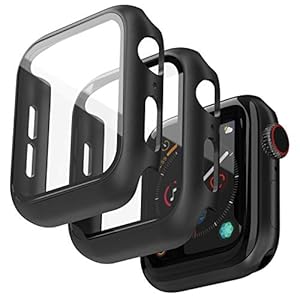 Jvchengxi (2 Stuks) Hard Case Compatibel met Apple Watch 44mm Series 6/5/4/SE Screenprotector, PC Bumper Slim HD Gehard…