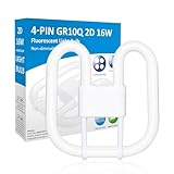 GR10q 4 Pin 16W 3500K Warm White Compact Fluorescent Bulb, CFL Save Square 4 Pin Lamp Bathroom Light Bulb, GR10q DD Flat Butterfly Bulb for Flush Ceiling Light, Home, AC 230V(Small Size:13.3cm*13.3cm) - Image 1