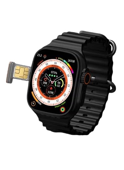 Telzeal TC4G 2.2 Inch Full Screen Display Smart Watch With Dual Camera and Sim Card Support With 3 Pair Straps and Wireless Charger For Ladies and Gents (Black)