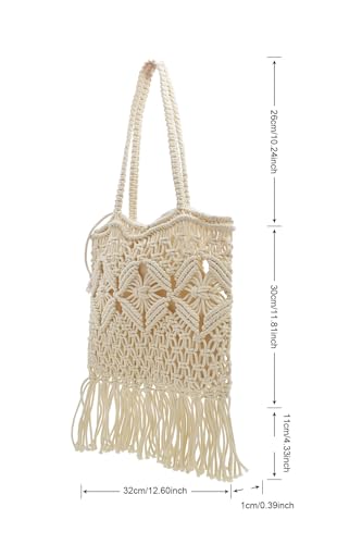 Image of TeeYee Boho Crochet Summer Handbag Handmade Cotton Rope Knit Shoulder Bags for Women Bohemia Tote for Travel