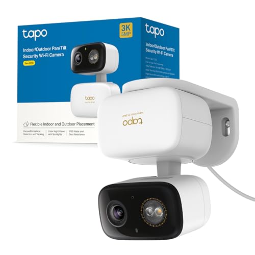 Tapo C236 Telecamera WiFi Esterno/Interno 3K 5MP, Pan/Tilt, Visione Notturna a Colori, Notifiche AI Persone/Animali Domestici/Veicoli/Bimbi, Tracciamento Smart, IP65, Multi-Installzioni, Audio a 2 Vie