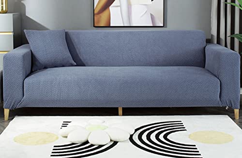 Housse de canapé jacquard extensible et antidérapante protection universelle gris foncé 3 places - 2