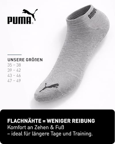PUMA Sneaker Socken Unisex 5 Paar – kurze Sportsocken, atmungsaktiv, bequem, für Damen und Herren- 35-38, schwarz -
