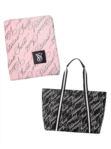 Victoria's Secret Weekender Cozy Plush Blanket/Tote Multicolor New