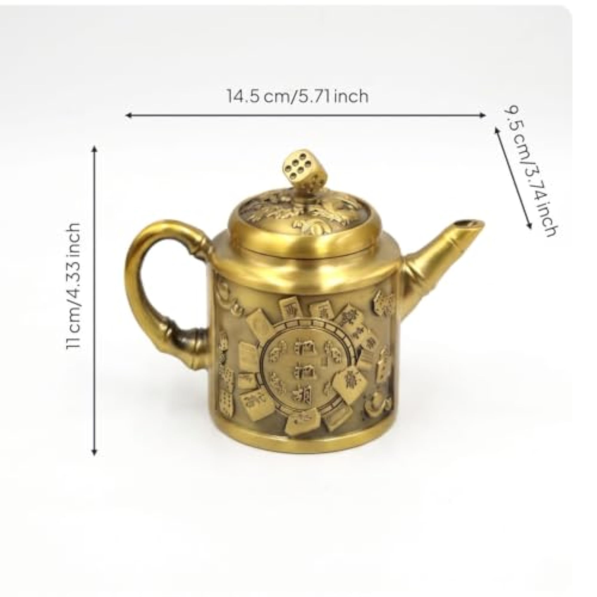 Gold-Toned Brass Teapot Ornament for Decor