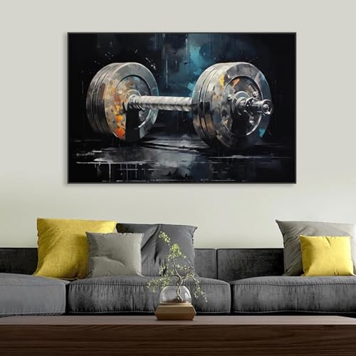 Art Mural Barbell Graffiti Impression Toile de Gym Design Moderne 35x50 - 2