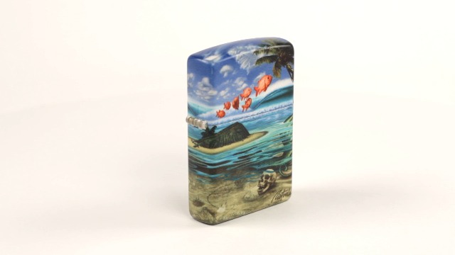 Encendedor Zippo diseño Isla Tropical con Calavera miniatura 3