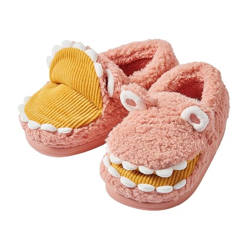 Men's and Women's Fluffy Slippers EVA Anti-Slip Cartoon Adorable Plush Dinosaur Warm Lining Cotton Slippers - Main Image