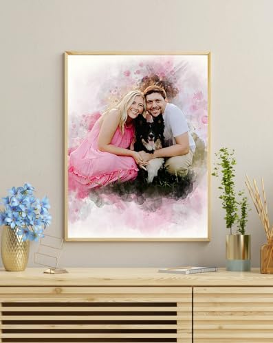 Korafina Customized Watercolor Portrait From Photo Present Perfect Wedding Custom Photo Painting Engagement Watercolor Gift For Her Wall Art Gifts Long Distance Relationship Custom Gift 1St Anniversary thumb #1