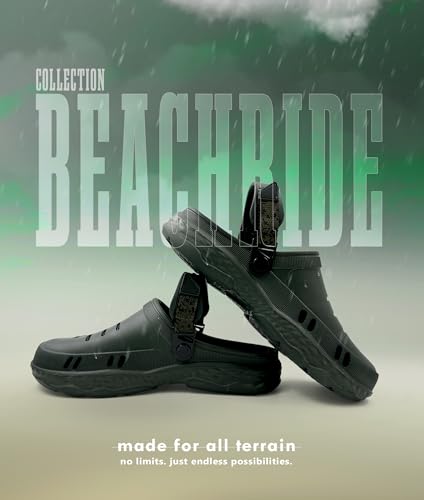 Image of Liberty A-HA BEACHRIDE Clogs for Men, Light Grey, Black & Dark Green | Casual Slip-On Slingback Clog for Walking & Outdoor Use | Solid Pattern, Trendy Stylish Fashionable Sandals with Lightweight