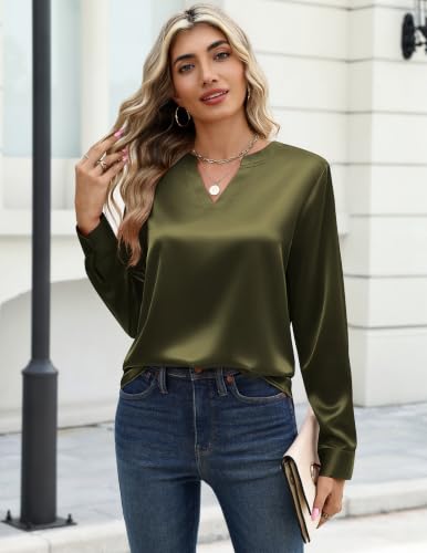 Zeagoo Silk Blouse For Women Long Sleeve Satin Shirt Casual Outfits - image 4