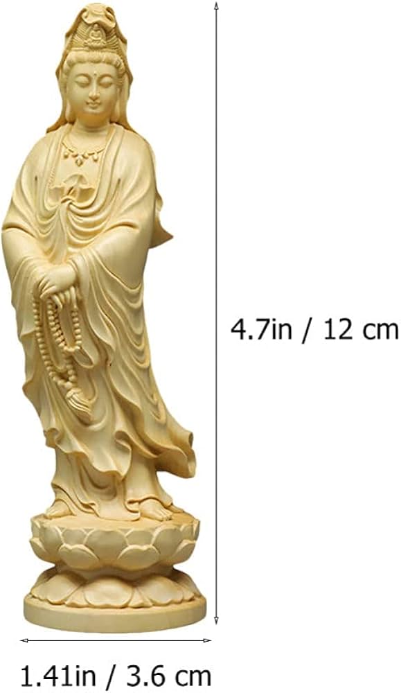 Amazon.co.jp: 蓮の上に立つ観音像中国風水彫刻ミニ観音像アジアの女神