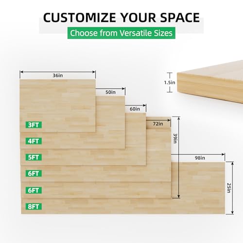 Tabla de cortar de madera maciza 60 x 25 x 1.5 pulgadas miniatura 2