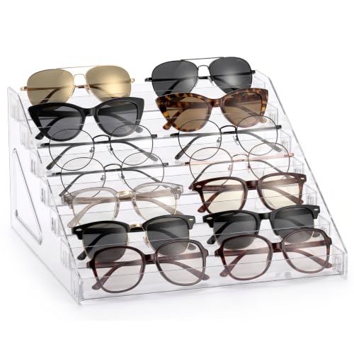 LoengMax Sunglasses Organizer - Clear Eyeglasses Display stand - Eyeglasses Storage - For Glasses Tabletop Holder Stand(7 Layer)
