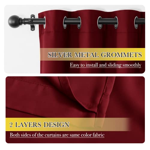 Image of NICETOWN 100% Blackout Curtains with Same Color Liner Backing, Thermal Insulated Curtains for Bedroom, Noise Reducing Drapes, Red, 42 inch Wide x 84 inch Long Per Panel, Set of 2 Panels