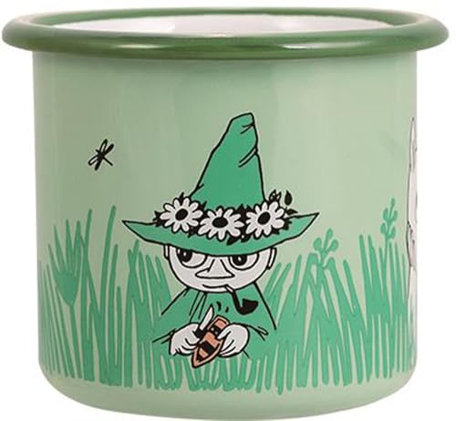 Taza Moomin verde esmaltada 250ml con personajes miniatura 2